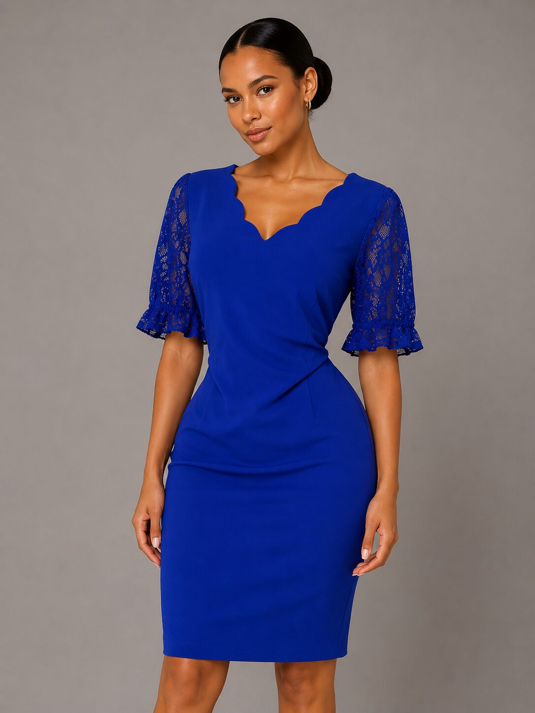 Lace-Sleeve Pencil Dress - Image 5
