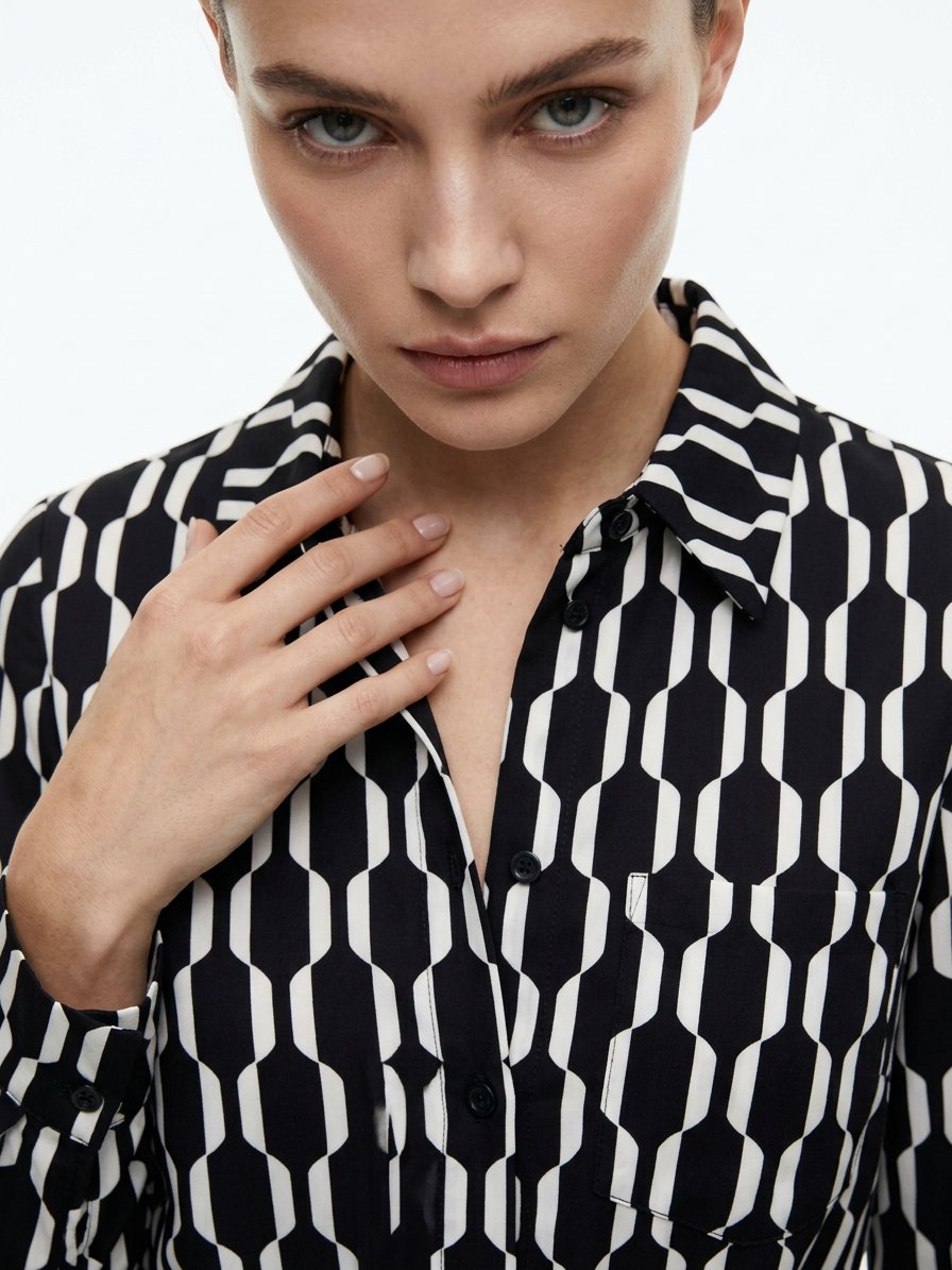 Monochrome Geo Shirt Mini Dress - Image 5