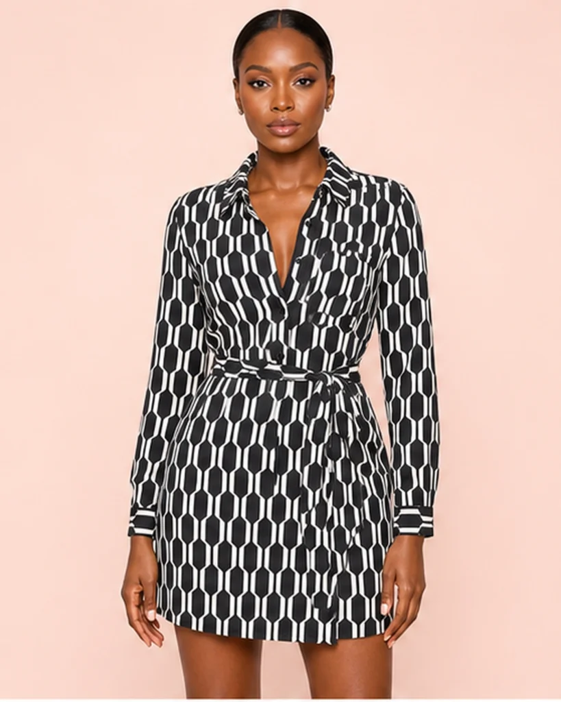 Monochrome Geo Shirt Mini Dress