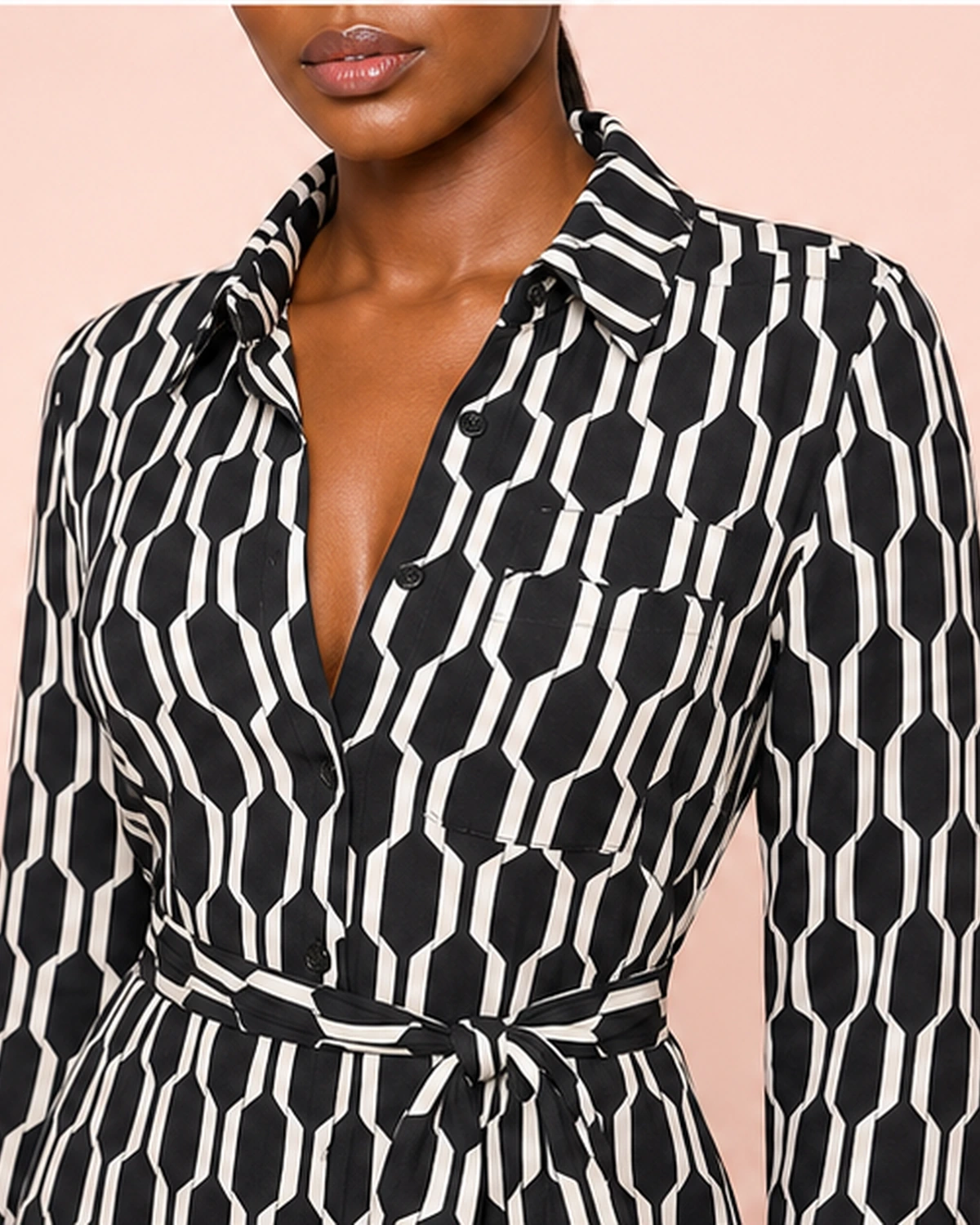 Monochrome Geo Shirt Mini Dress - Image 3