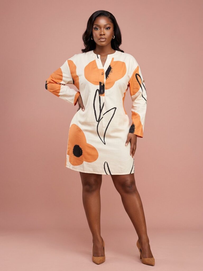 Citrus Abstract Shirt Mini Dress