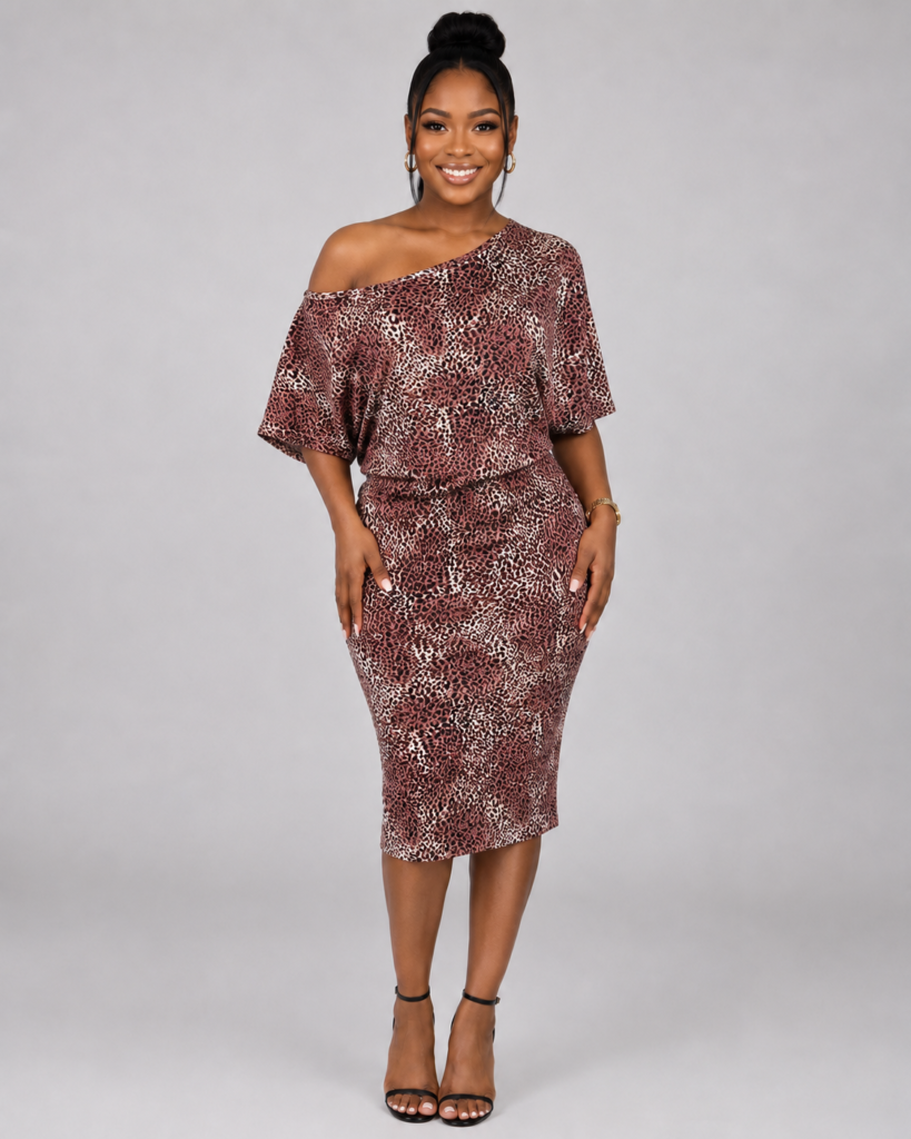 Rose Leopard Midi Dress